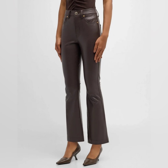 Veronica Beard Leather High Rise Ankle Dark Chocolate